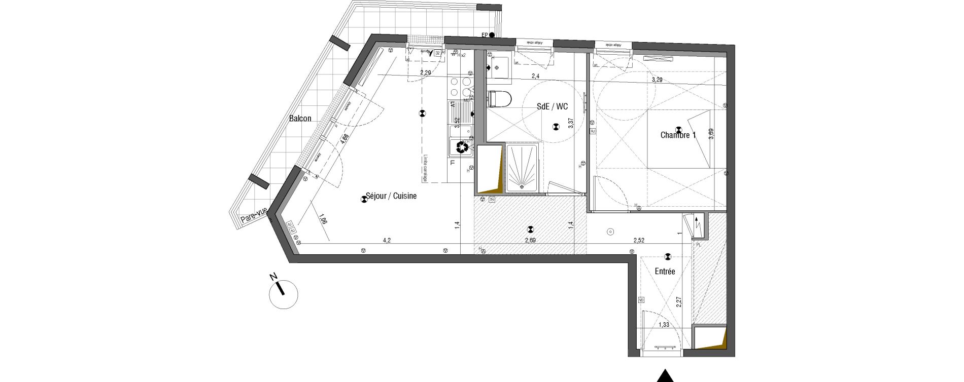 Appartement T2 de 49,37 m2 &agrave; Bois-Colombes Pompidou - le mignon