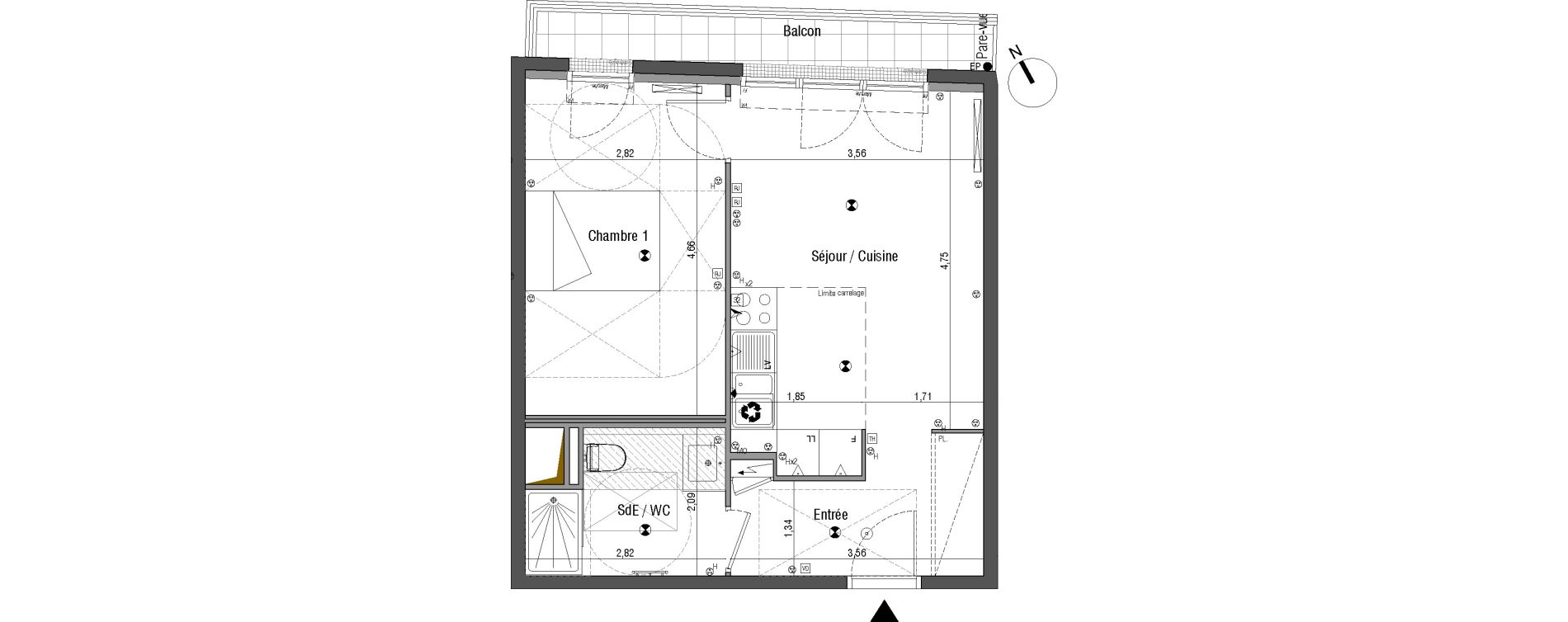 Appartement T2 de 42,48 m2 &agrave; Bois-Colombes Pompidou - le mignon