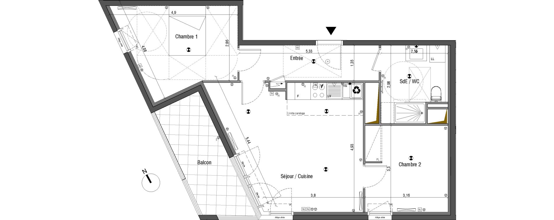 Appartement T3 de 61,66 m2 &agrave; Bois-Colombes Pompidou - le mignon