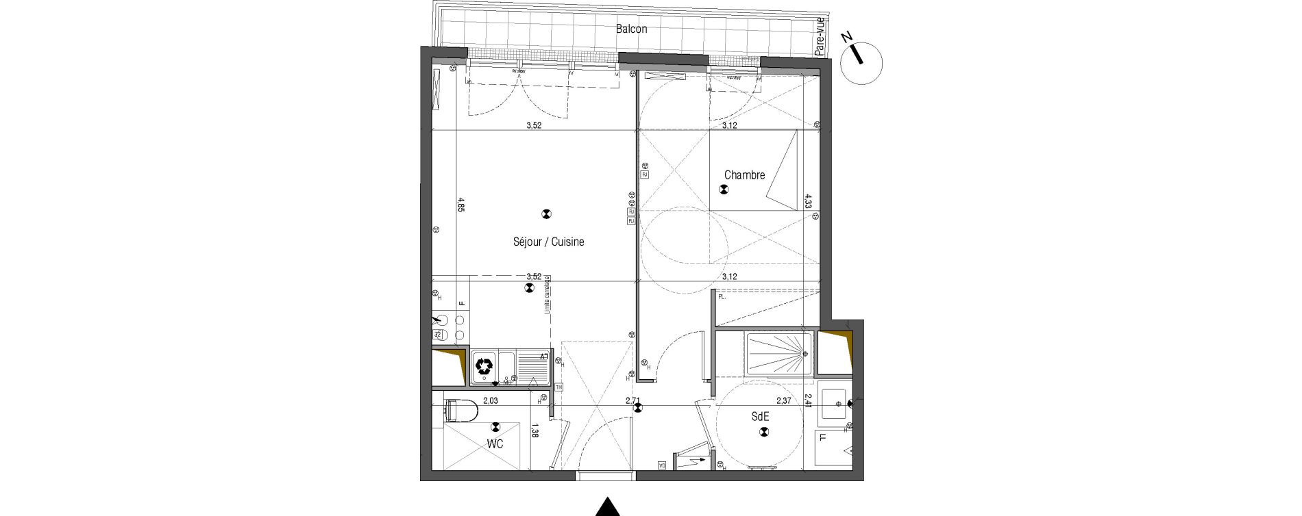 Appartement T2 de 45,25 m2 &agrave; Bois-Colombes Pompidou - le mignon