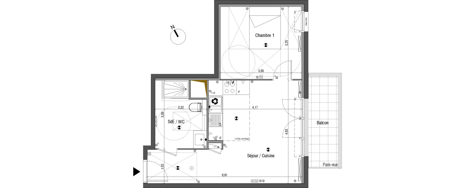 Appartement T2 de 41,31 m2 &agrave; Bois-Colombes Pompidou - le mignon