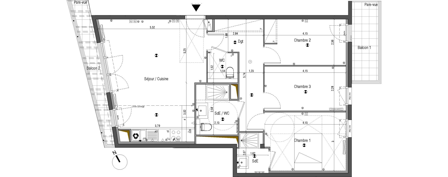 Appartement T4 de 79,58 m2 &agrave; Bois-Colombes Pompidou - le mignon