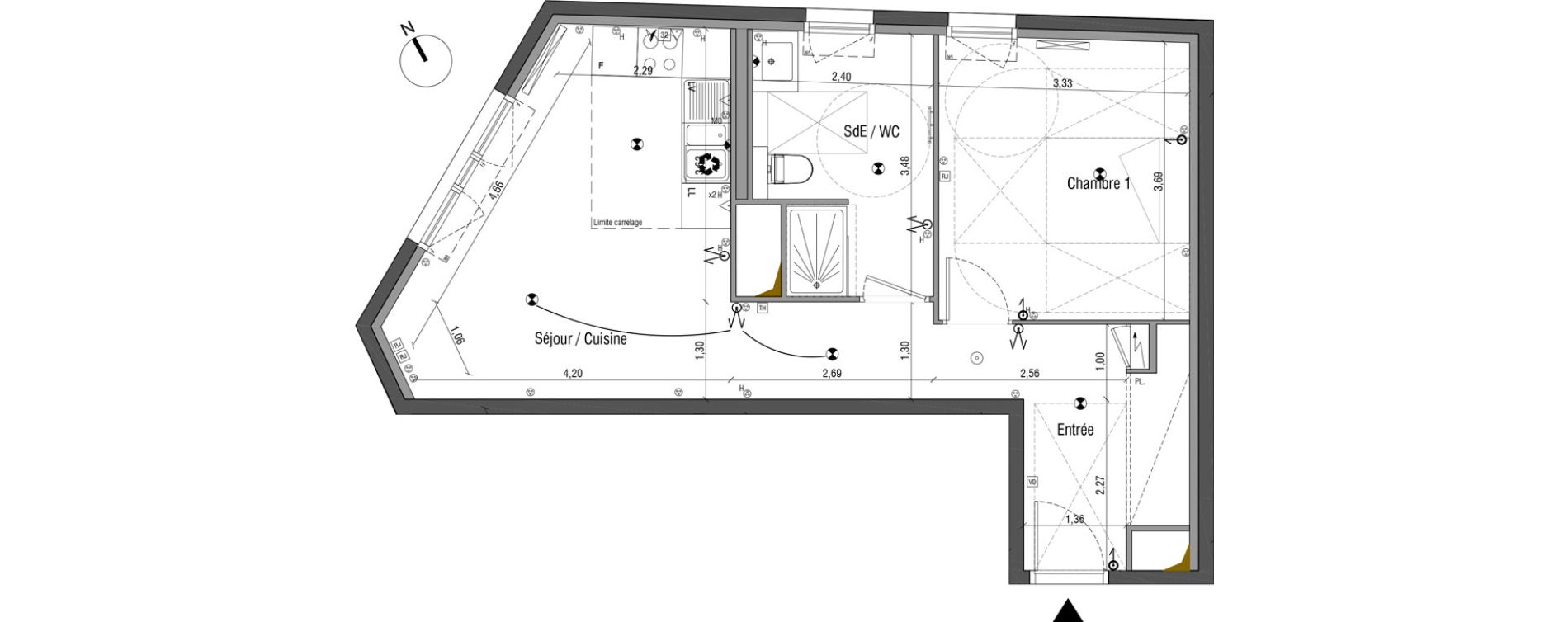 Appartement T2 de 49,39 m2 &agrave; Bois-Colombes Pompidou - le mignon