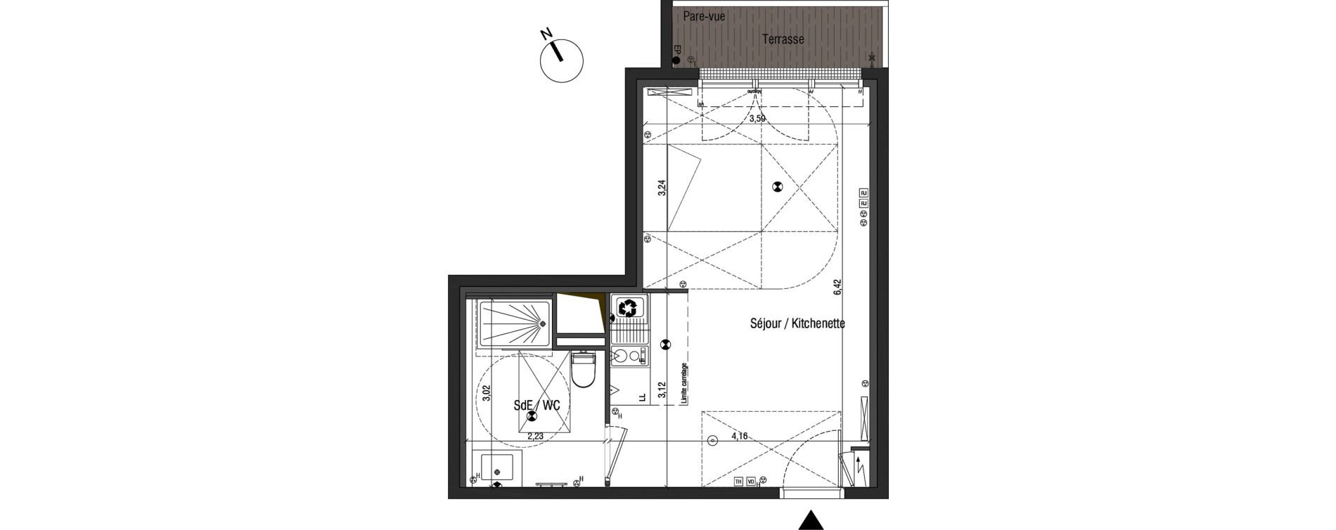 Appartement T1 de 30,78 m2 &agrave; Bois-Colombes Pompidou - le mignon