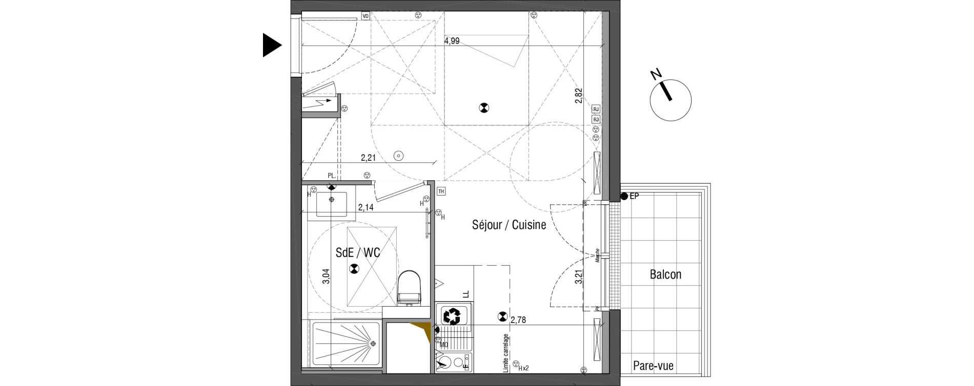 Appartement T1 de 28,46 m2 &agrave; Bois-Colombes Pompidou - le mignon