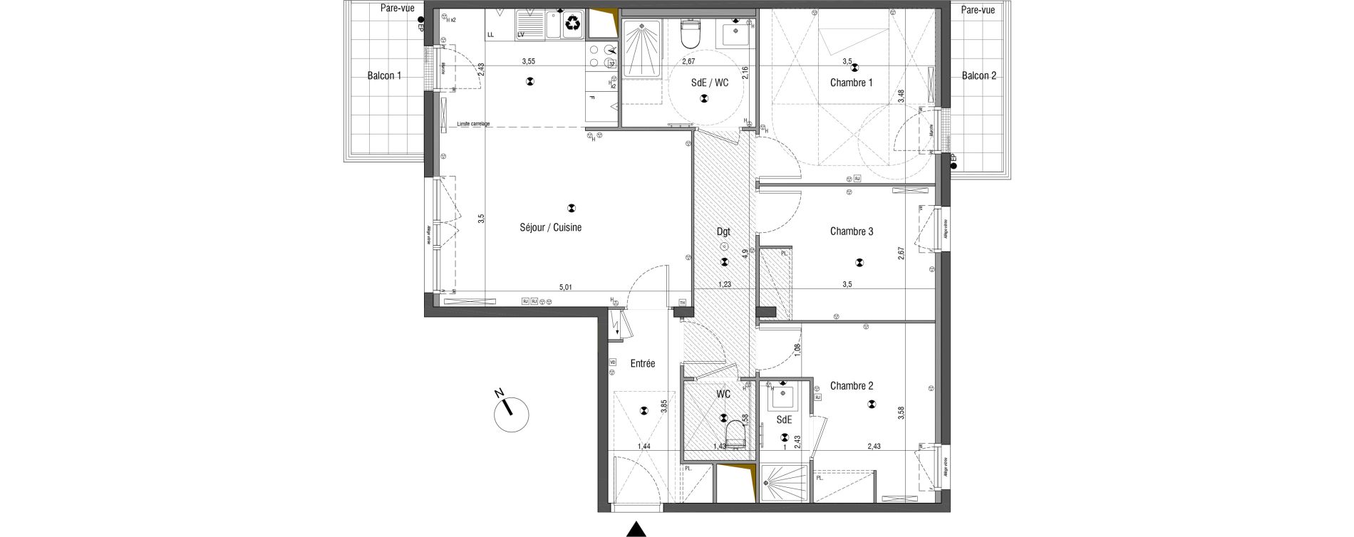 Appartement T4 de 79,23 m2 &agrave; Bois-Colombes Pompidou - le mignon