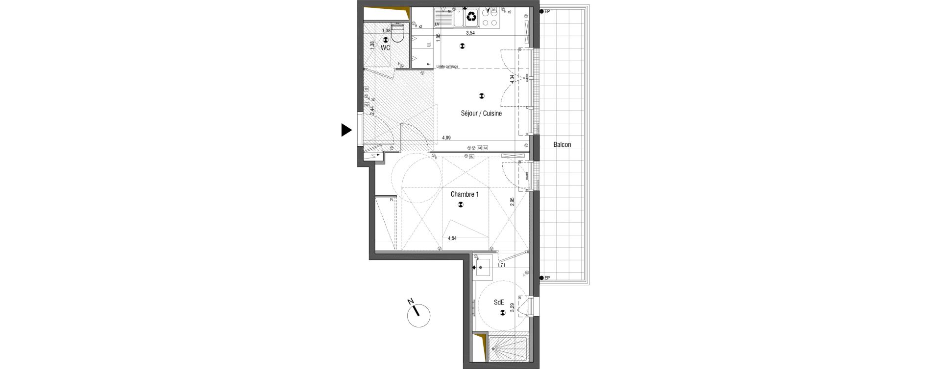 Appartement T2 de 39,56 m2 &agrave; Bois-Colombes Pompidou - le mignon