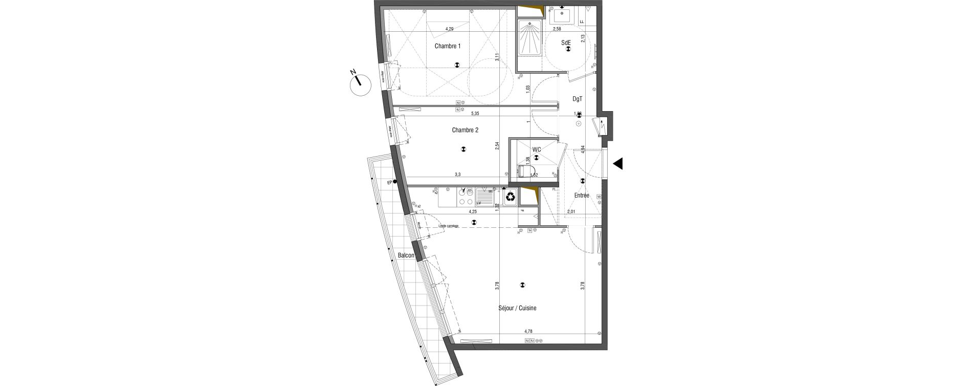 Appartement T3 de 64,72 m2 &agrave; Bois-Colombes Pompidou - le mignon