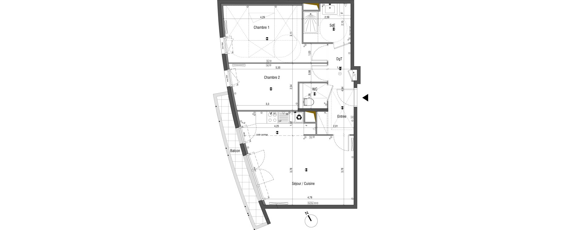 Appartement T3 de 64,72 m2 &agrave; Bois-Colombes Pompidou - le mignon