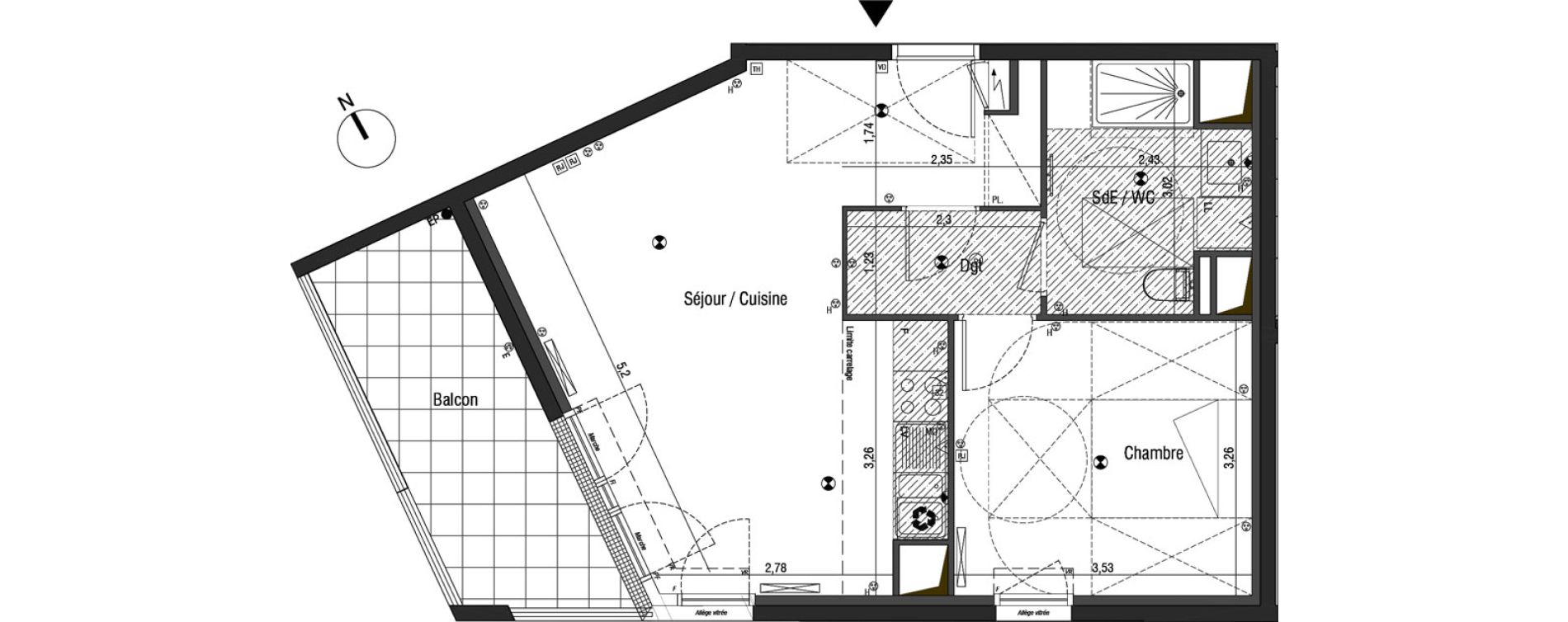 Appartement T2 de 47,82 m2 &agrave; Bois-Colombes Pompidou - le mignon
