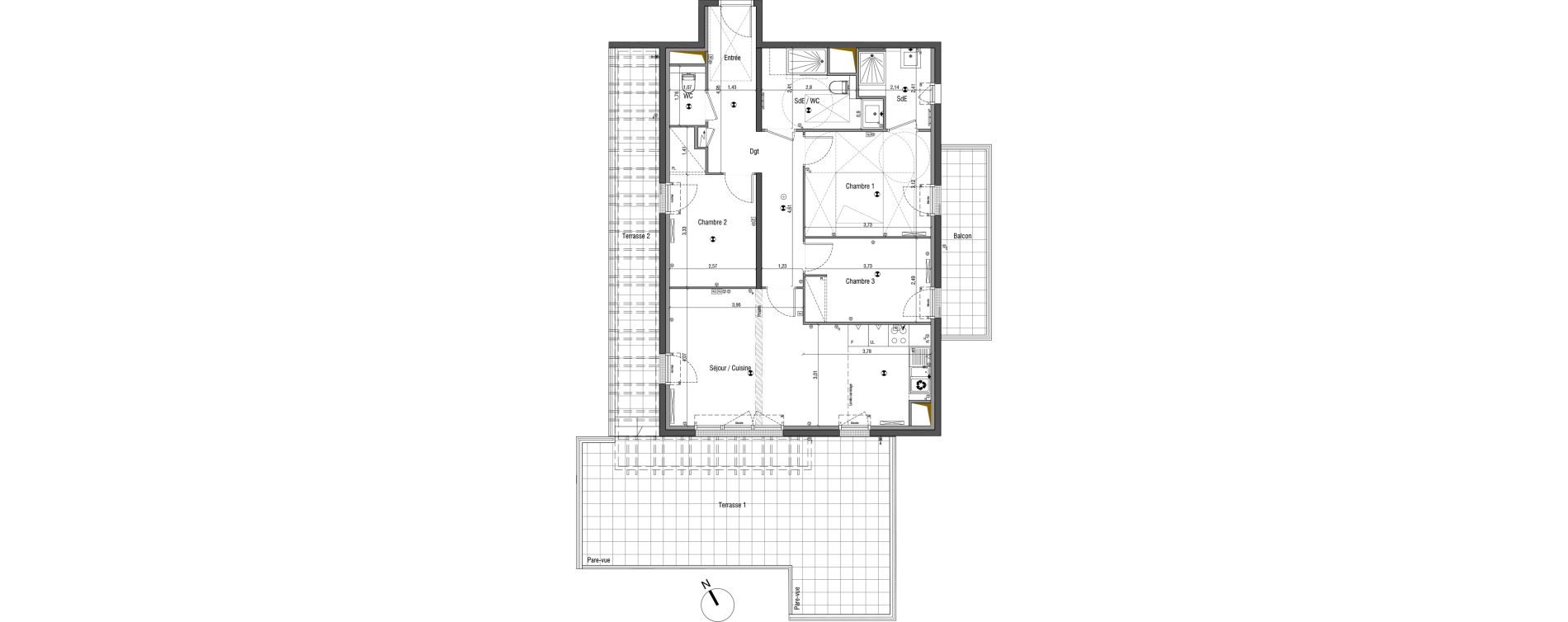 Appartement T4 de 83,31 m2 &agrave; Bois-Colombes Pompidou - le mignon