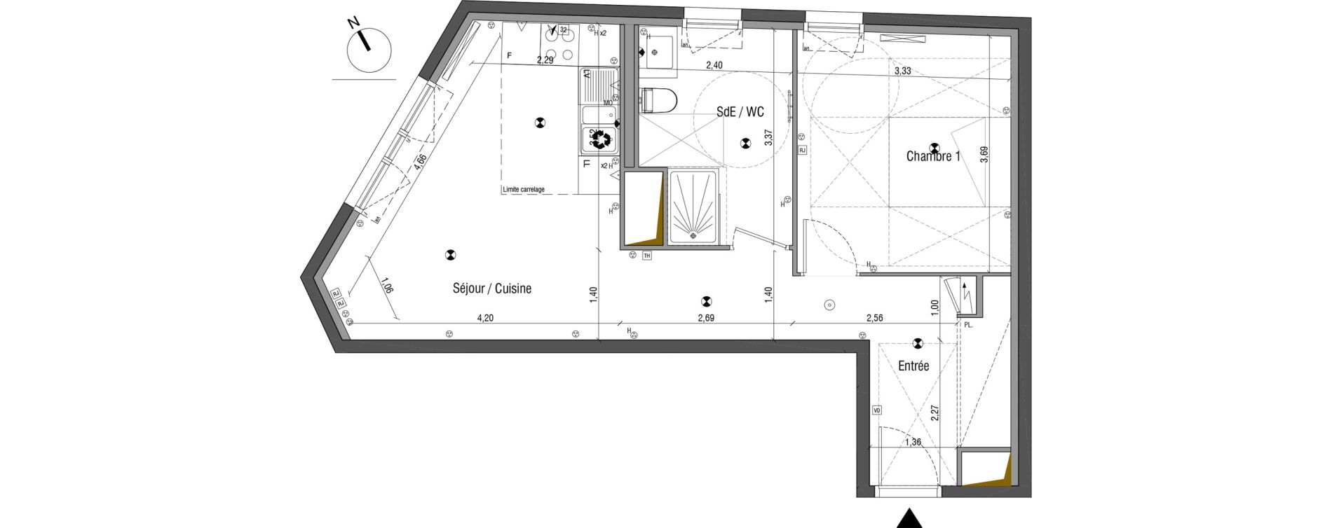 Appartement T2 de 49,64 m2 &agrave; Bois-Colombes Pompidou - le mignon