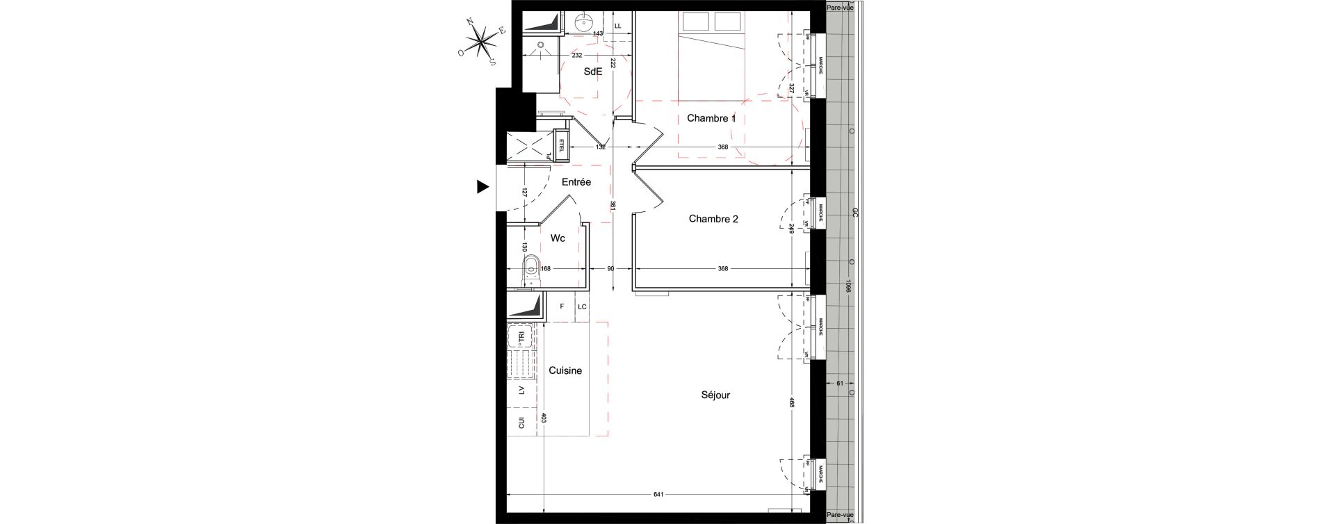 Appartement T3 de 63,93 m2 &agrave; Bois-Colombes L&eacute;pine - binet