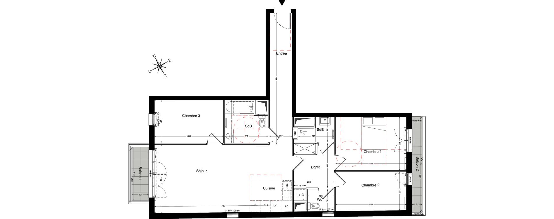 Appartement T4 de 90,73 m2 &agrave; Bois-Colombes L&eacute;pine - binet