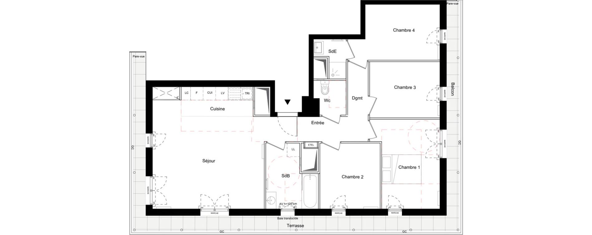 Appartement T5 de 91,94 m2 &agrave; Bois-Colombes L&eacute;pine - binet