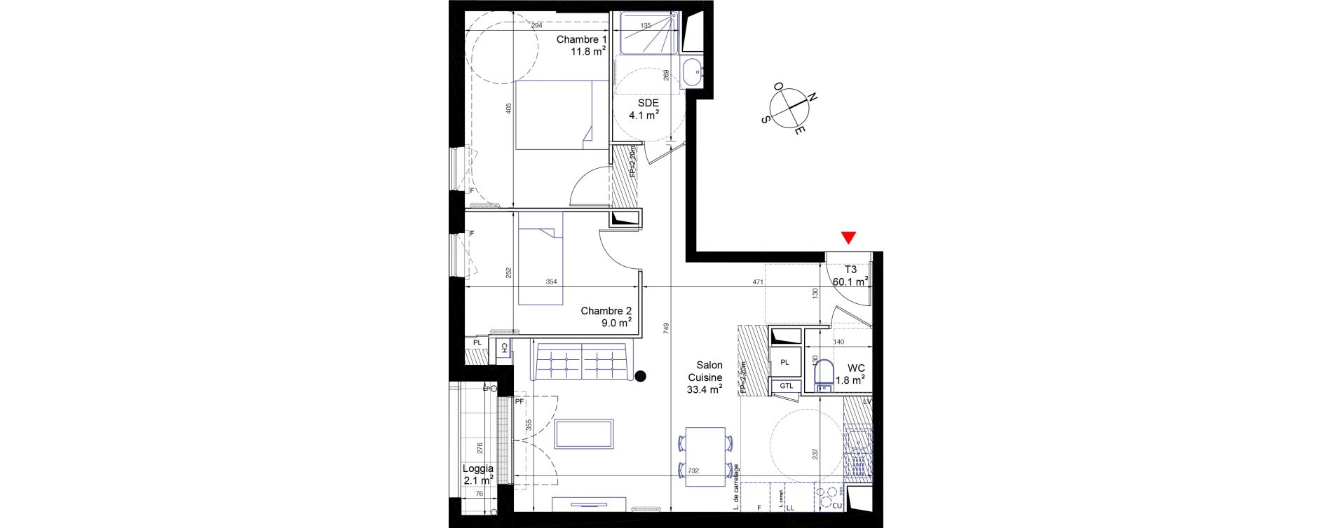 Appartement T3 de 60,10 m2 &agrave; Bois-Colombes L&eacute;pine - binet