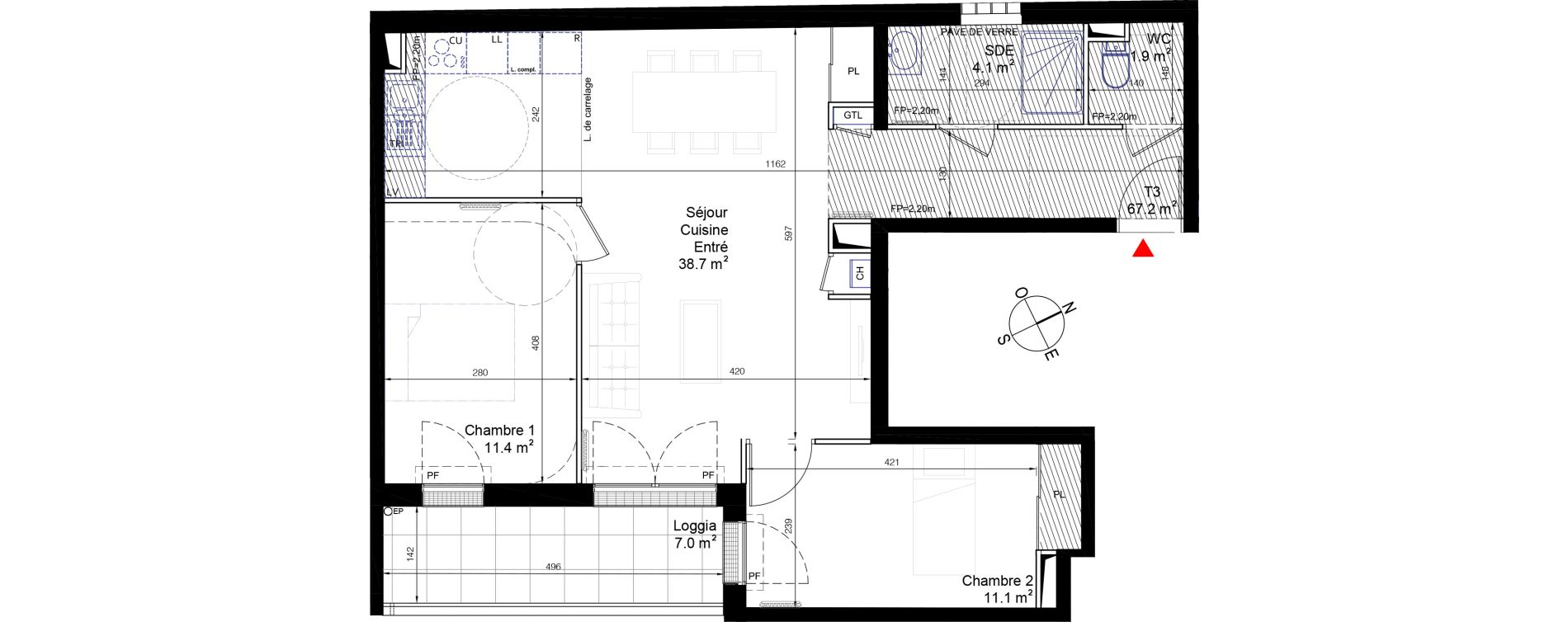 Appartement T3 de 67,20 m2 &agrave; Bois-Colombes L&eacute;pine - binet