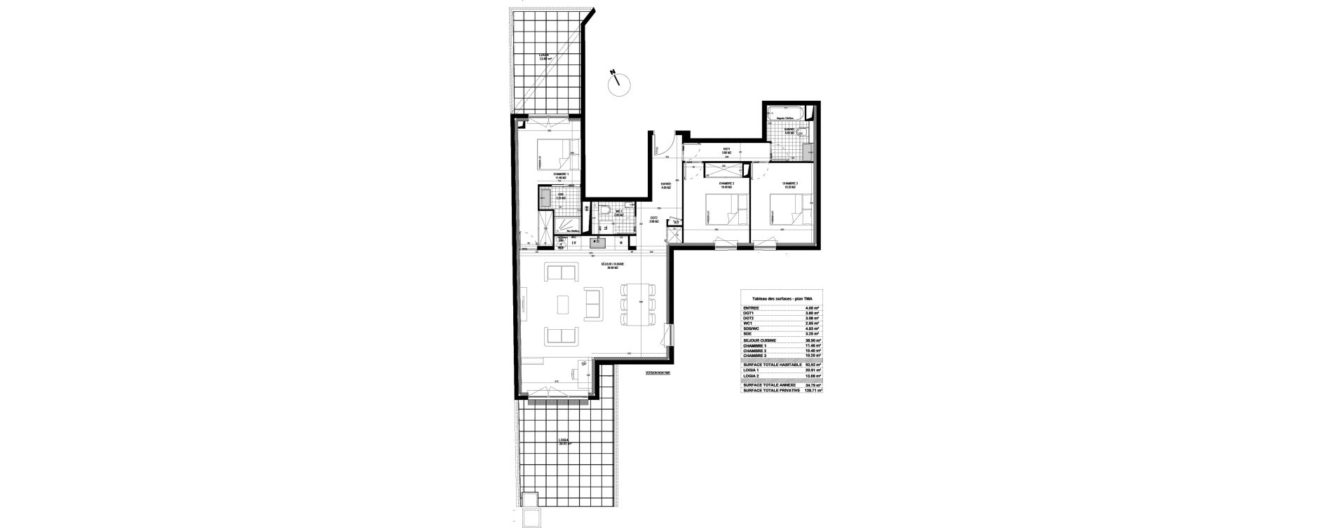 Appartement T4 de 94,10 m2 &agrave; Bois-Colombes L&eacute;pine - binet