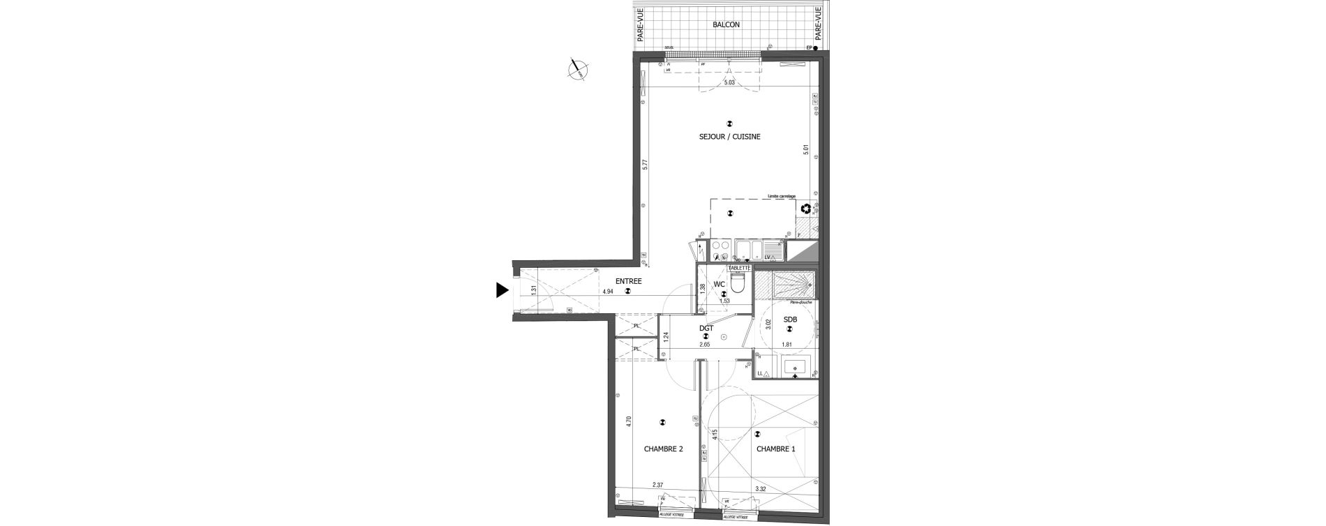 Appartement T3 de 68,99 m2 &agrave; Bois-Colombes Centre