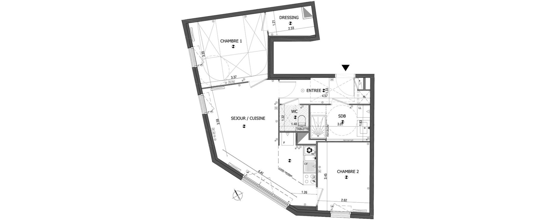 Appartement T3 de 59,55 m2 &agrave; Bois-Colombes Centre