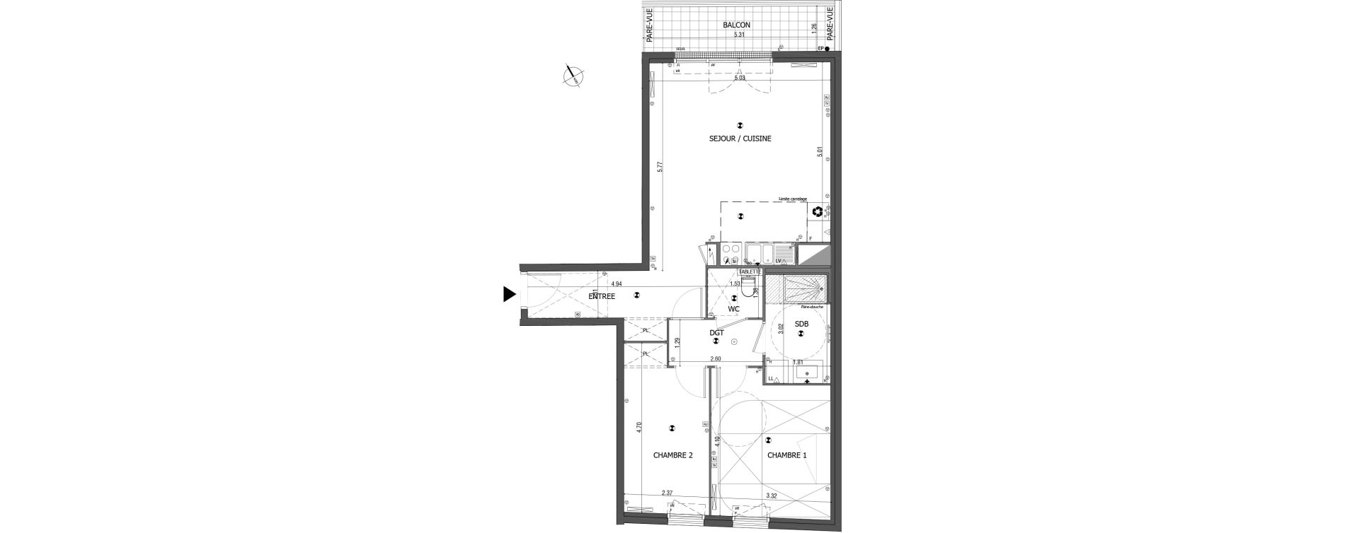 Appartement T3 de 69,00 m2 &agrave; Bois-Colombes Centre