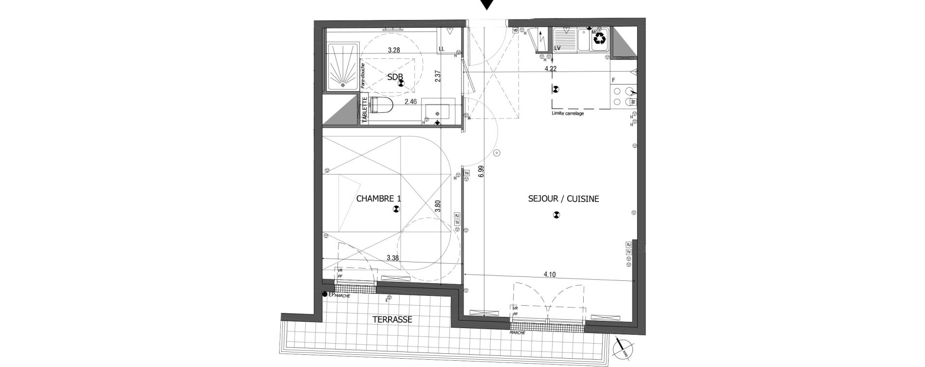 Appartement T2 de 48,37 m2 &agrave; Bois-Colombes Centre