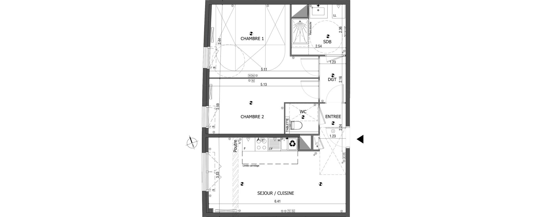 Appartement T3 de 59,23 m2 &agrave; Bois-Colombes Centre