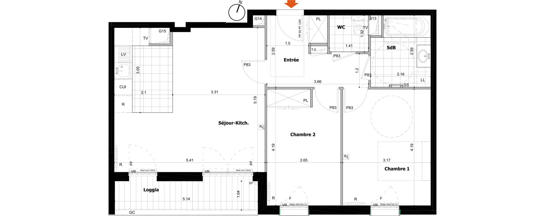 Appartement T3 de 66,14 m2 &agrave; Boulogne-Billancourt R&eacute;publique &ndash; point-du-jour