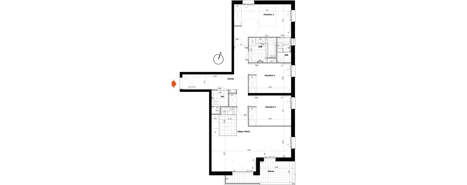 Appartement T4 de 82,23 m2 &agrave; Boulogne-Billancourt R&eacute;publique &ndash; point-du-jour