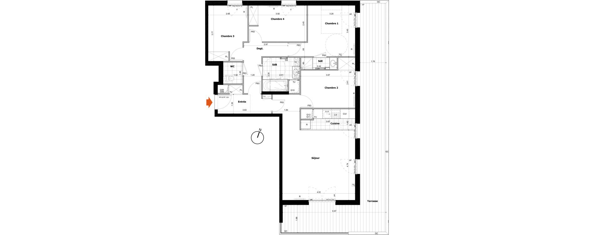 Appartement T5 de 93,10 m2 &agrave; Boulogne-Billancourt R&eacute;publique &ndash; point-du-jour