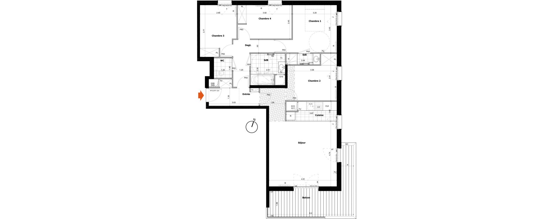 Appartement T5 de 92,95 m2 &agrave; Boulogne-Billancourt R&eacute;publique &ndash; point-du-jour