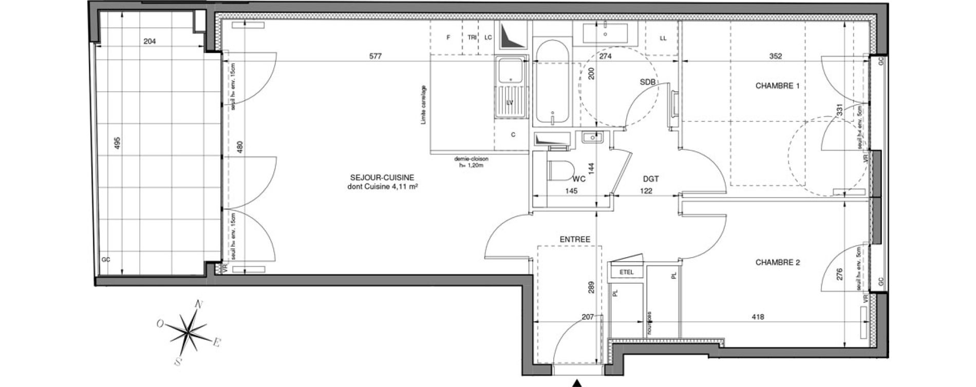 Appartement T3 de 64,29 m2 &agrave; Boulogne-Billancourt Route de la reine