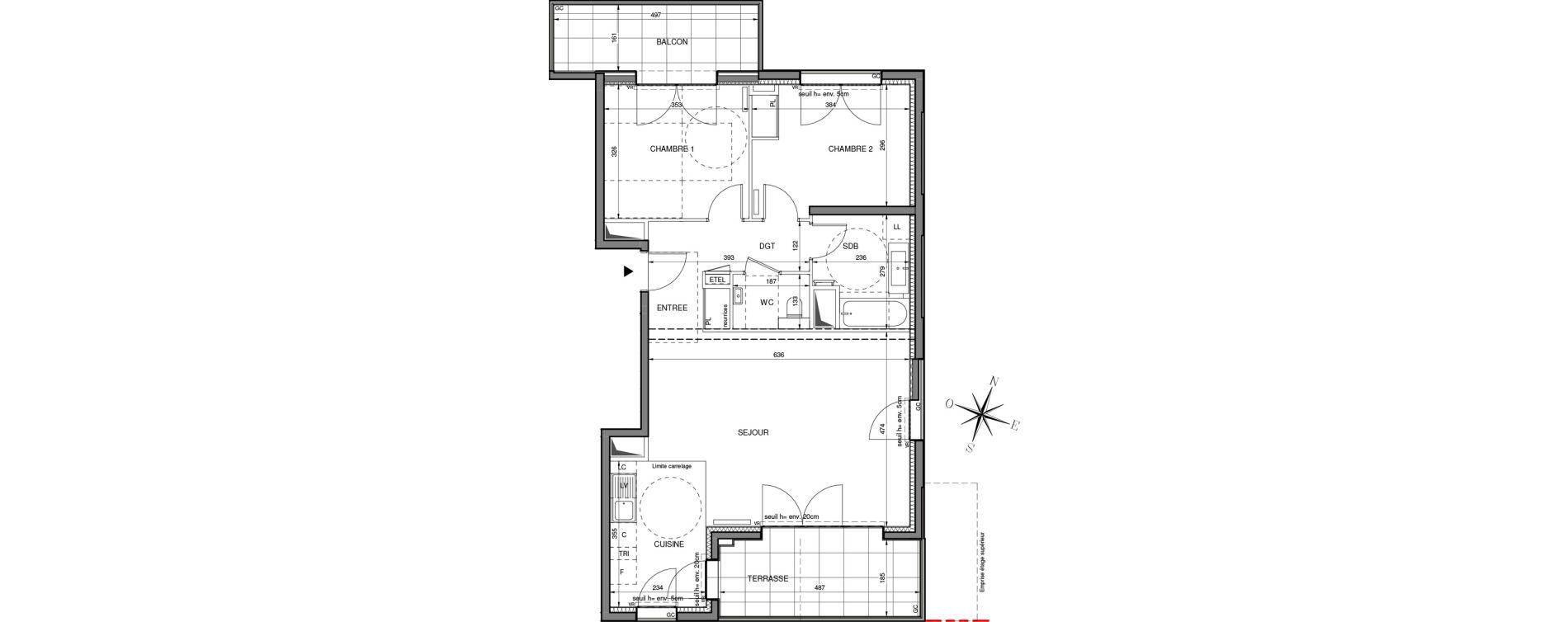 Appartement T3 de 75,07 m2 &agrave; Boulogne-Billancourt Route de la reine