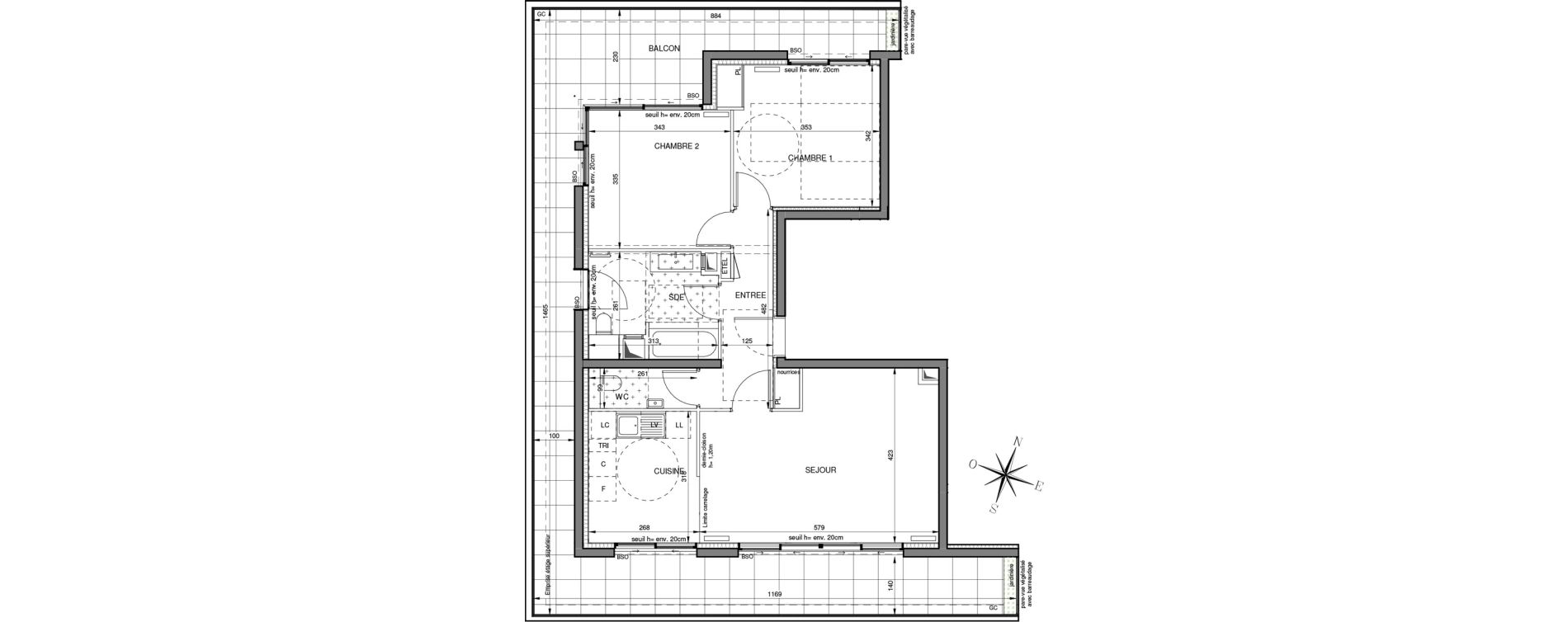 Appartement T3 de 70,92 m2 &agrave; Boulogne-Billancourt Route de la reine