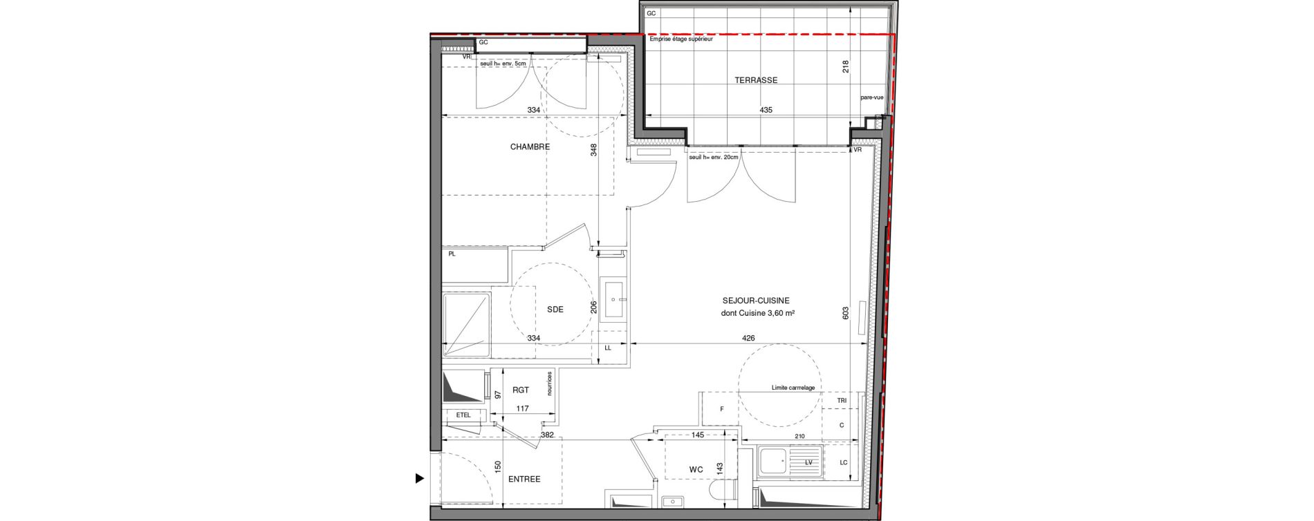 Appartement T2 de 52,21 m2 &agrave; Boulogne-Billancourt Route de la reine