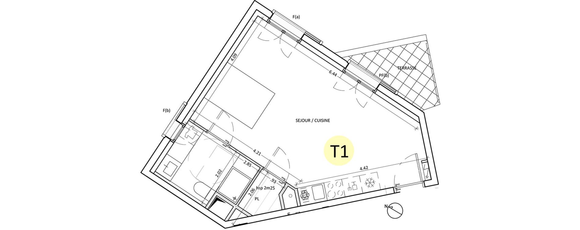 Appartement T1 de 34,10 m2 &agrave; Boulogne-Billancourt Billancourt &ndash; rives de seine
