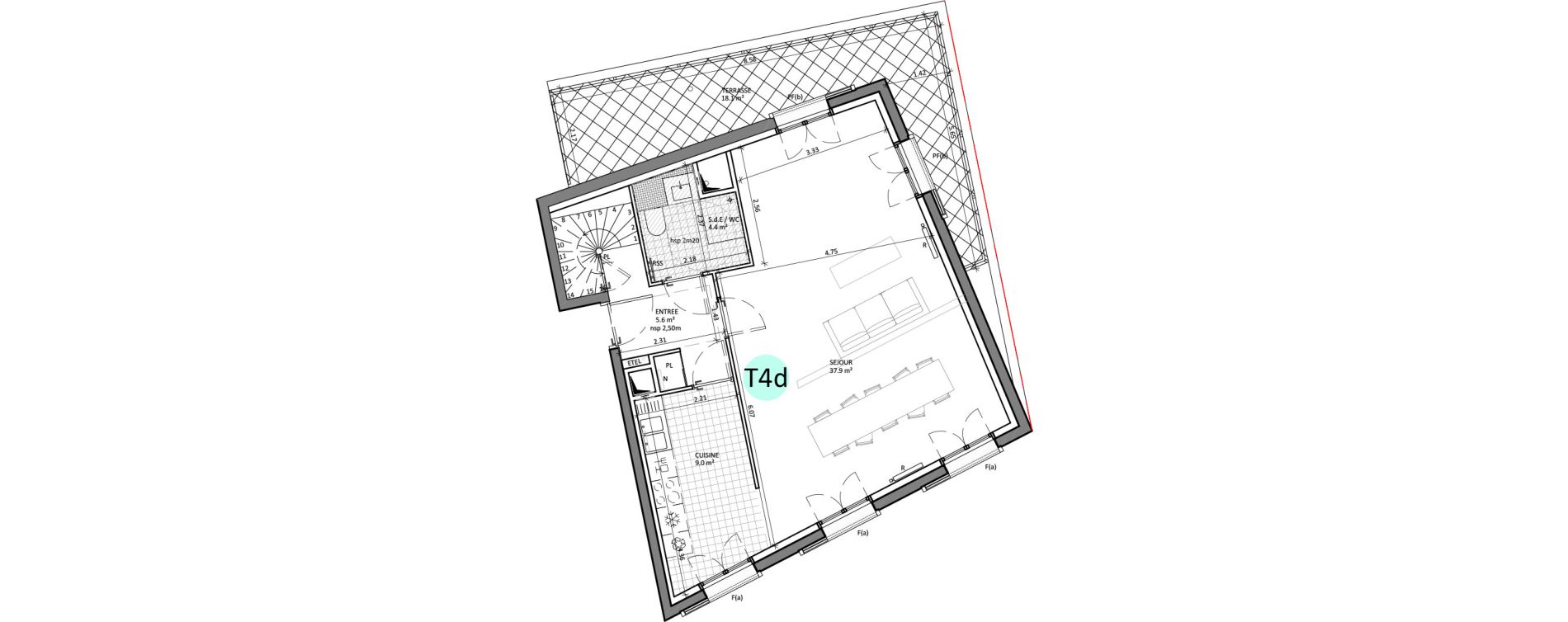 Duplex T4 de 106,20 m2 &agrave; Boulogne-Billancourt Billancourt &ndash; rives de seine