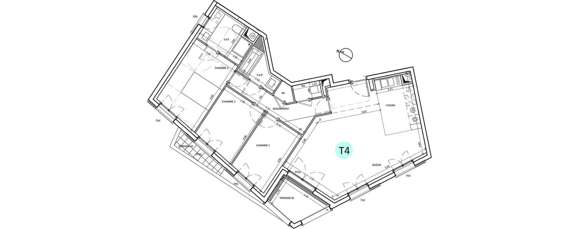 Appartement T4 de 83,90 m2 &agrave; Boulogne-Billancourt Billancourt &ndash; rives de seine