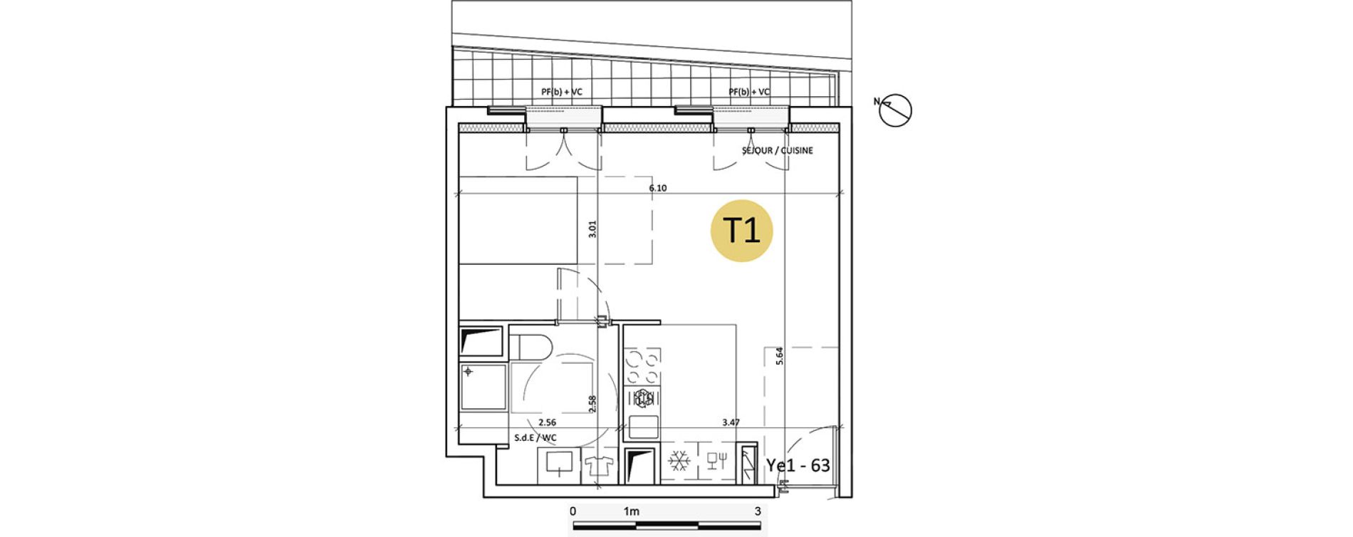 Appartement T1 de 32,50 m2 &agrave; Boulogne-Billancourt Billancourt &ndash; rives de seine