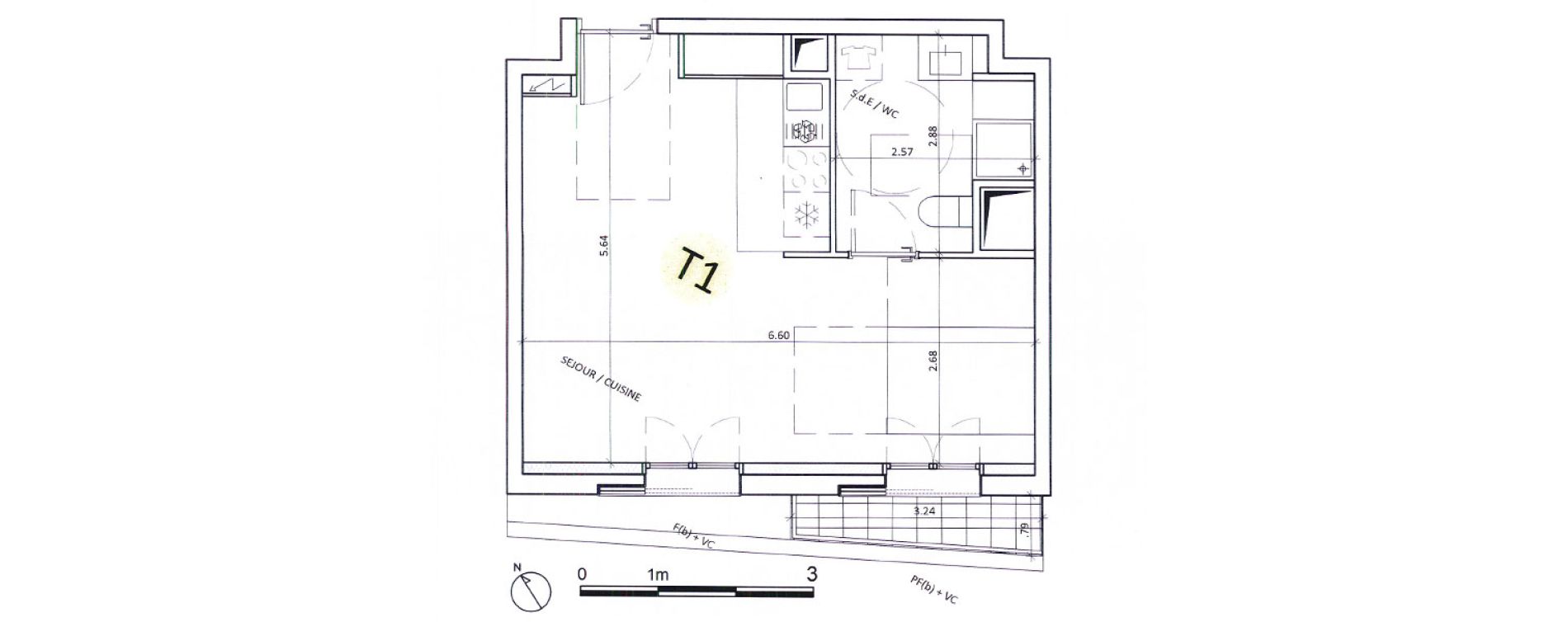 Appartement T1 de 34,70 m2 &agrave; Boulogne-Billancourt Billancourt &ndash; rives de seine