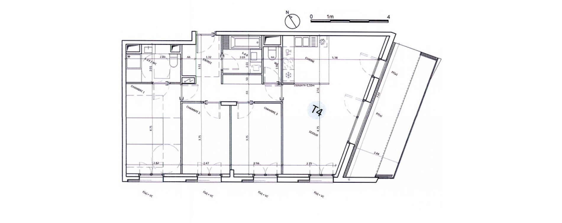 Appartement T4 de 83,10 m2 &agrave; Boulogne-Billancourt Billancourt &ndash; rives de seine