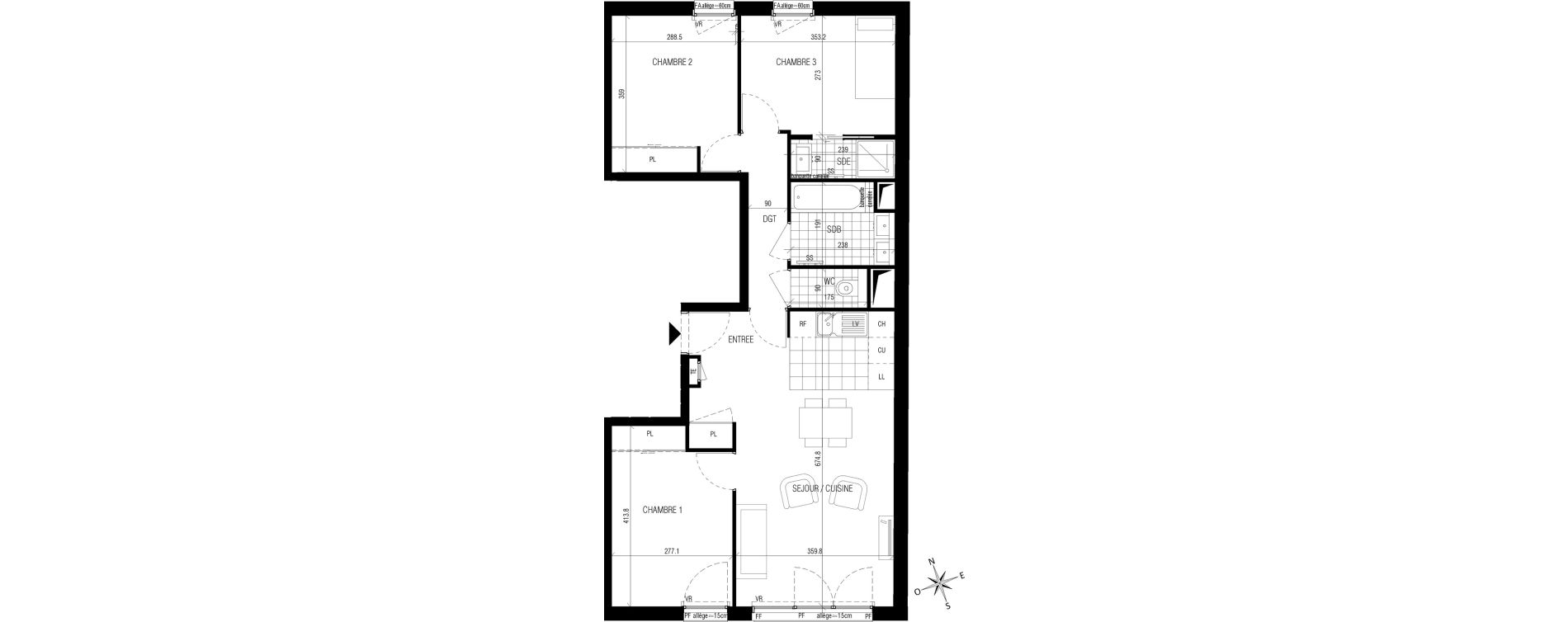 Appartement T4 de 69,80 m2 &agrave; Bourg-La-Reine Centre