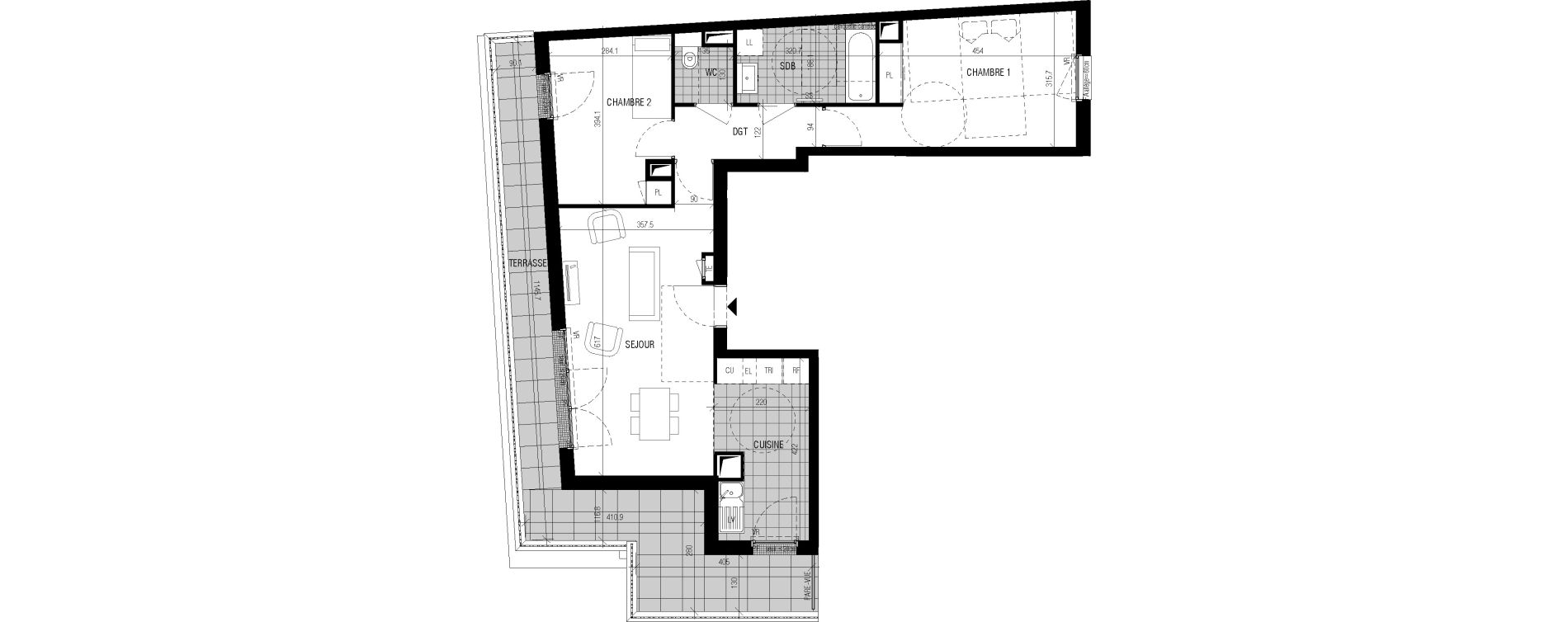 Appartement T3 de 66,70 m2 &agrave; Bourg-La-Reine Centre