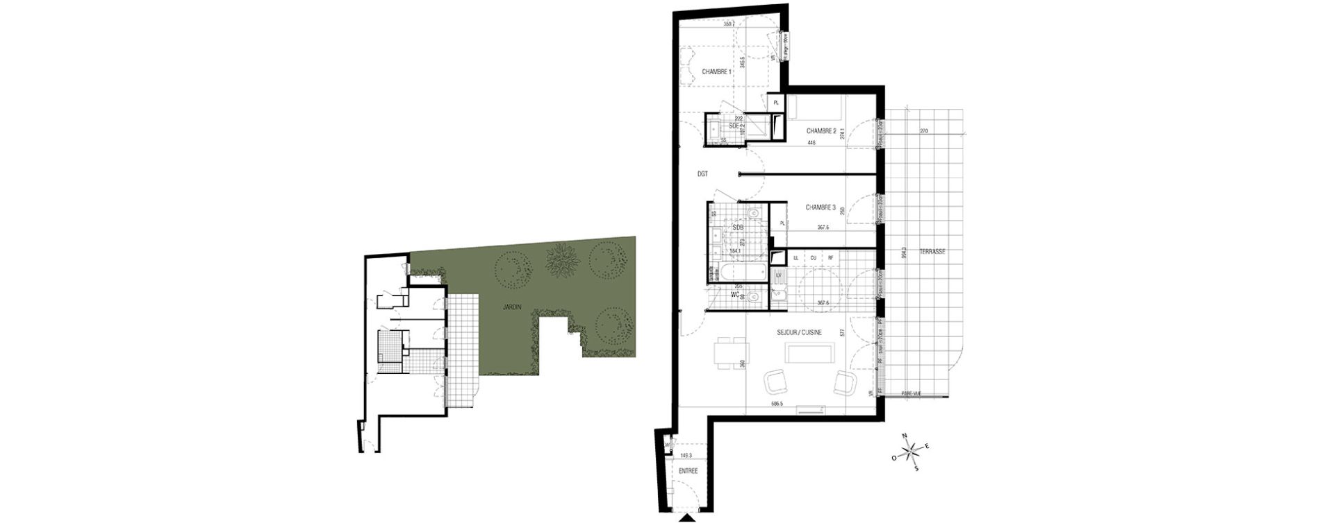 Appartement T4 de 86,60 m2 &agrave; Bourg-La-Reine Centre