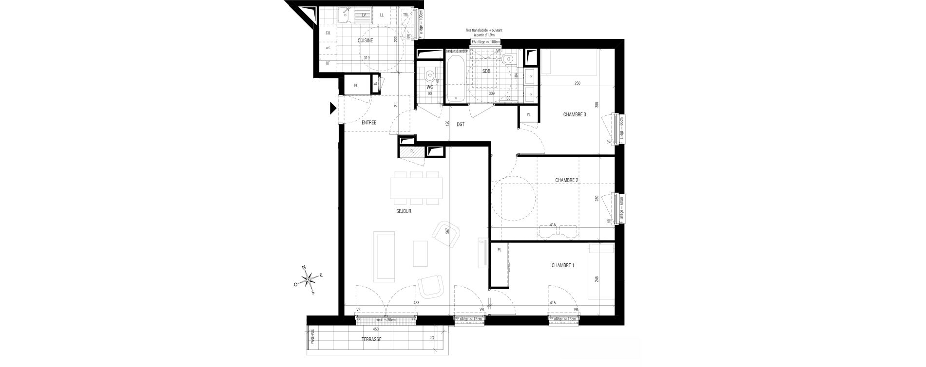 Appartement T4 de 82,40 m2 &agrave; Bourg-La-Reine Centre