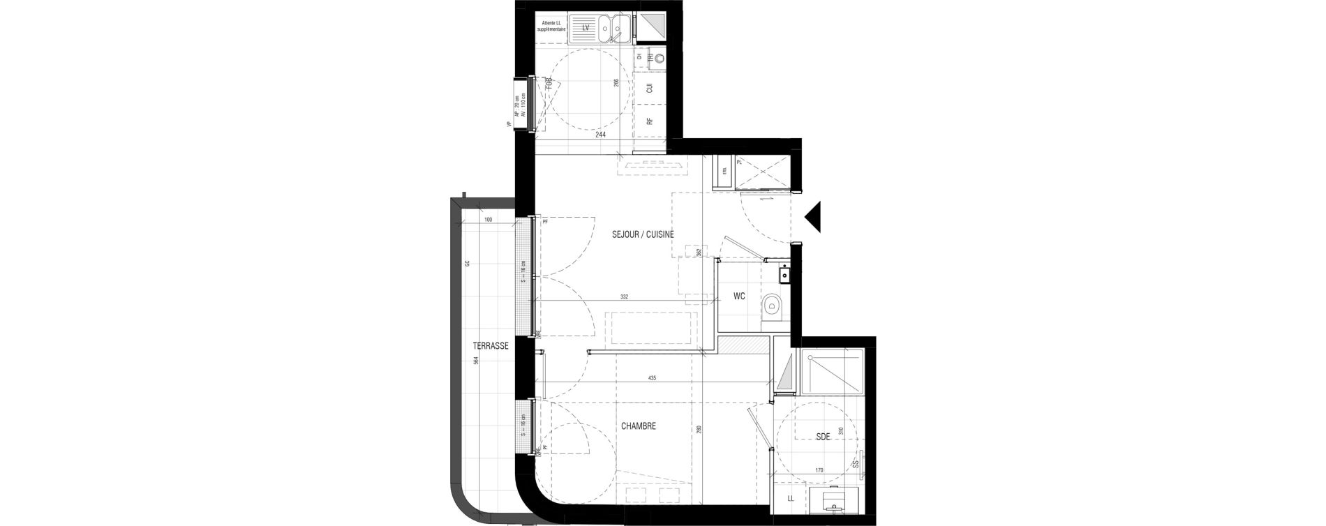 Appartement T2 de 39,52 m2 &agrave; Bourg-La-Reine Le petit chambord