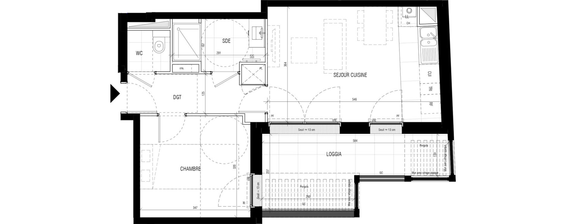 Appartement T2 de 42,10 m2 &agrave; Bourg-La-Reine Le petit chambord