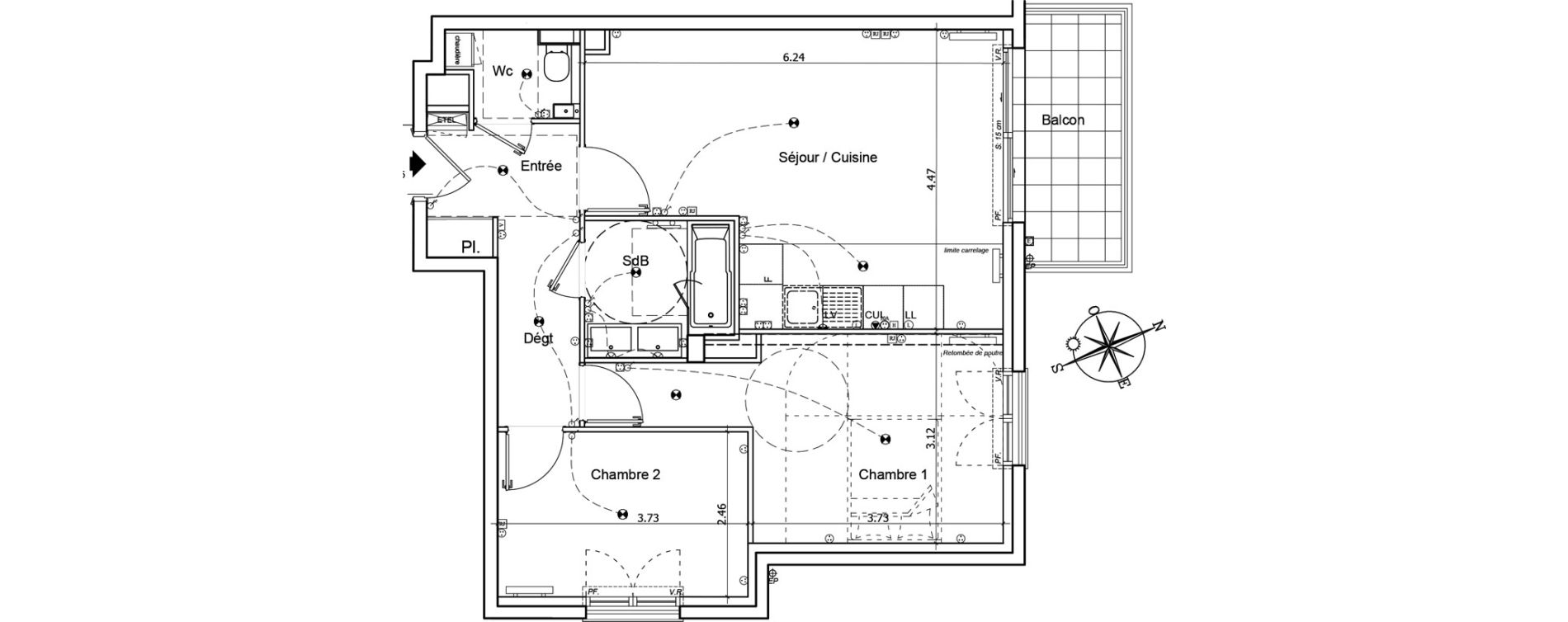 Appartement T3 de 61,33 m2 &agrave; Bourg-La-Reine Les blagis