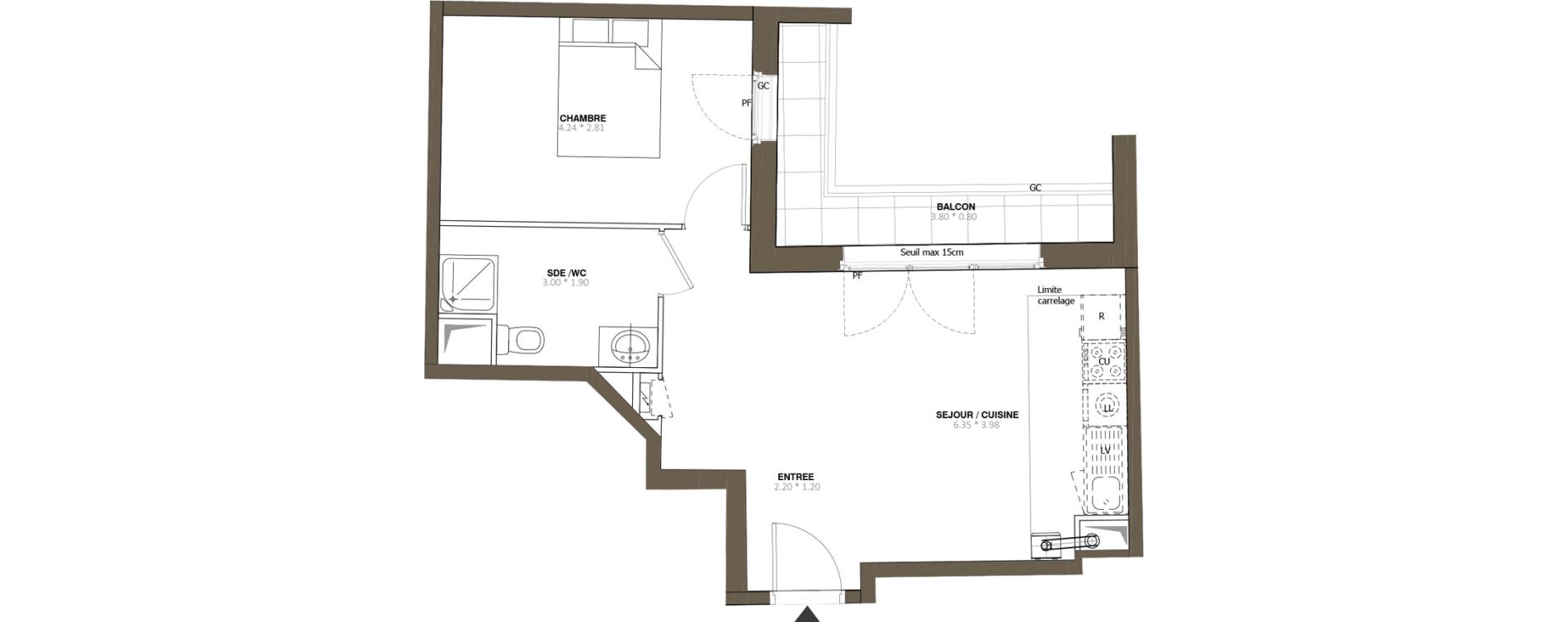 Appartement T2 de 41,65 m2 &agrave; Bourg-La-Reine La fa&iuml;encerie - le clos saint cyr