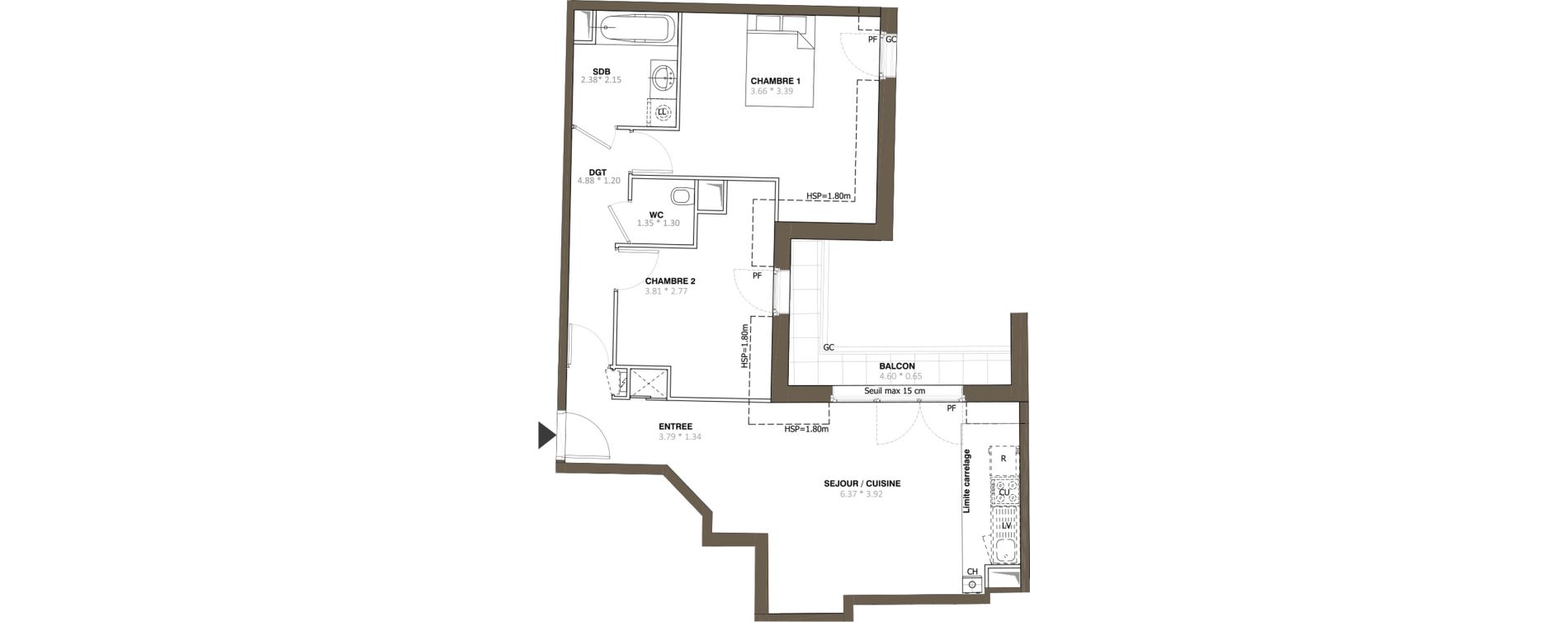Appartement T3 de 64,45 m2 &agrave; Bourg-La-Reine La fa&iuml;encerie - le clos saint cyr